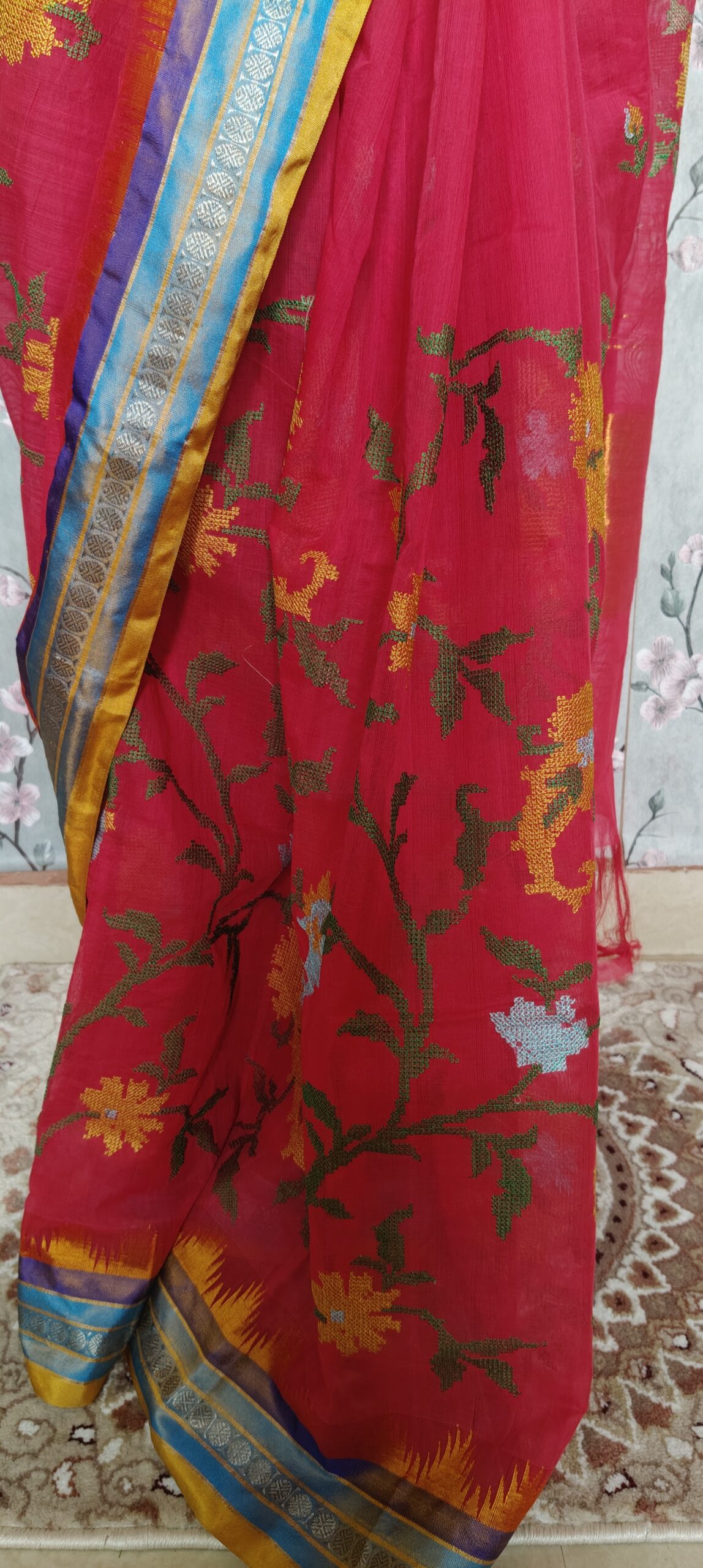 khadi embroidery saree - Image 2