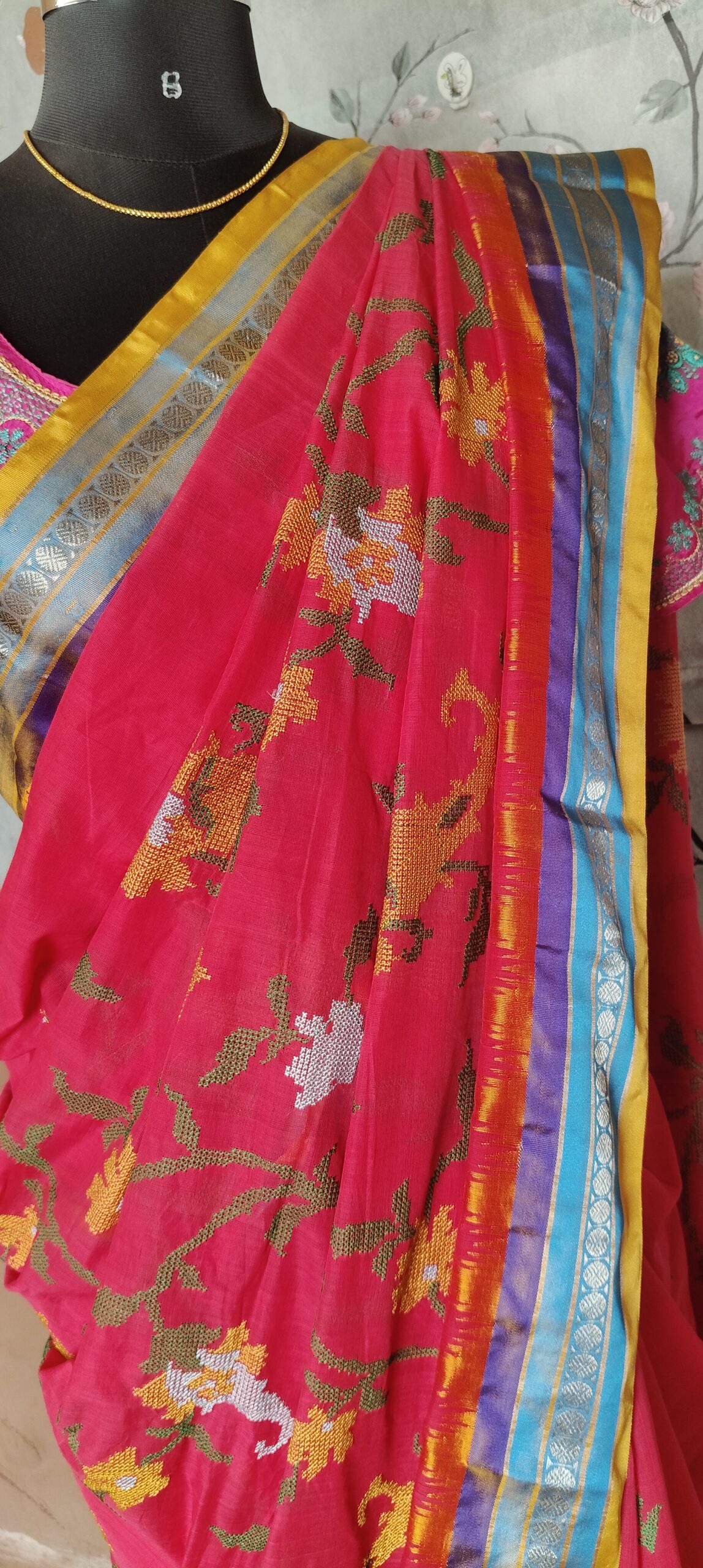 khadi embroidery saree - Image 5