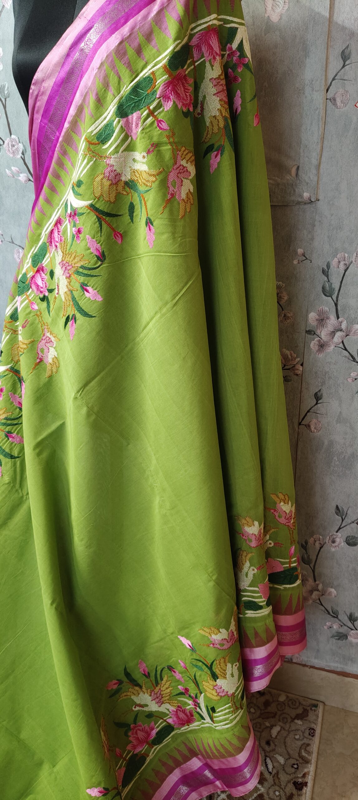 khadi Embroidery Saree - Image 4